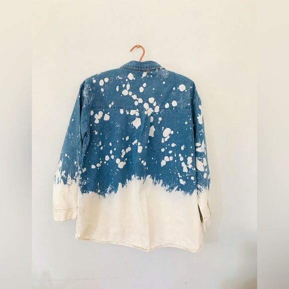 Entro Blue and White Splatter Denim Shirt - Picture 5 of 7